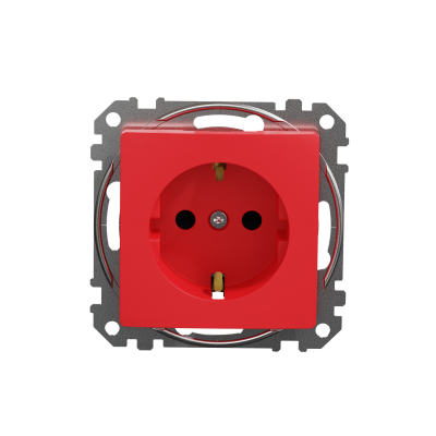 Sedna Design & Elements Gniazdo schuko z przesłonami czerwone SDD115021  SCHNEIDER (SDD115021)
